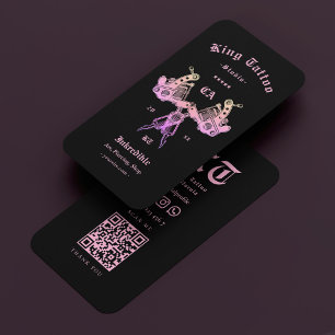 Classic Tattooist Tattoo Artist Black Pink Modern Business Card