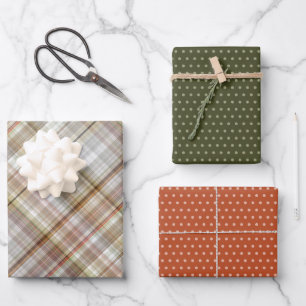 Classic Taupe Beige Brown Gray White Gingham Wrapping Paper Sheets