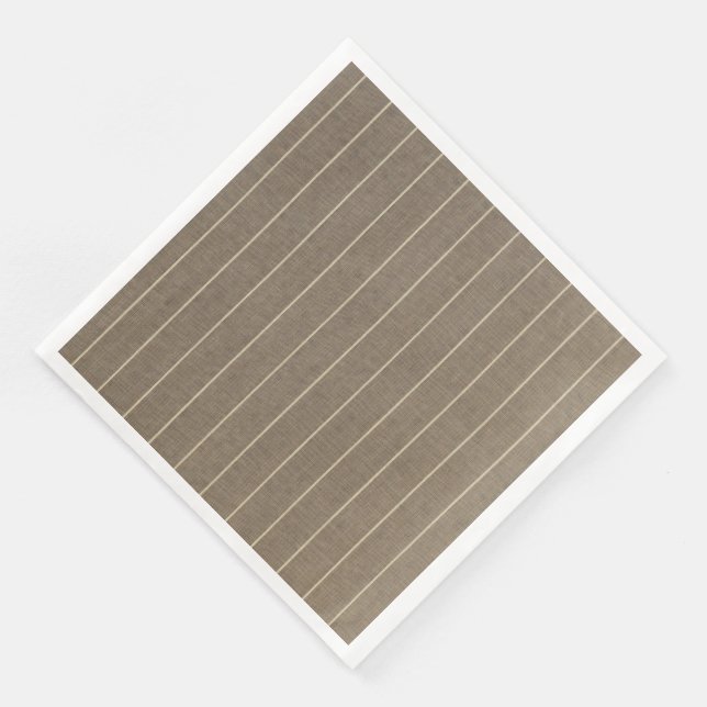 Classic Taupe with Stripe  Paper Dinner Napkins (Corner)