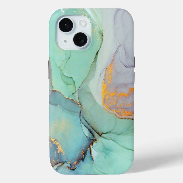 Classic Teal and Blue Marble Design Case-Mate iPhone Case (Back)