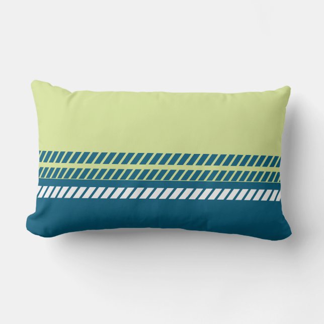 Classic Teal and Lime with Stripes  Lumbar Pillow (Front)