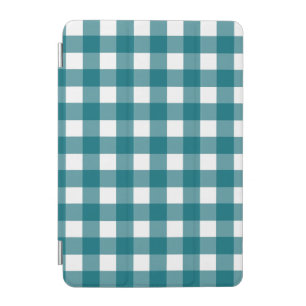 Classic Teal and White Gingham Checkered iPad Mini Cover