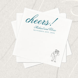 Classic Teal Blue Cheers Elegant Wedding Napkins