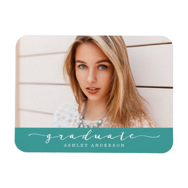 Classic Teal Graduation Photo Magnet (Horizontal)