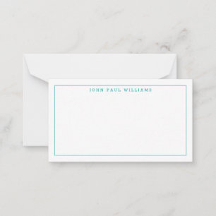 Classic Teal Green Professional Formal Thin Border Note Card