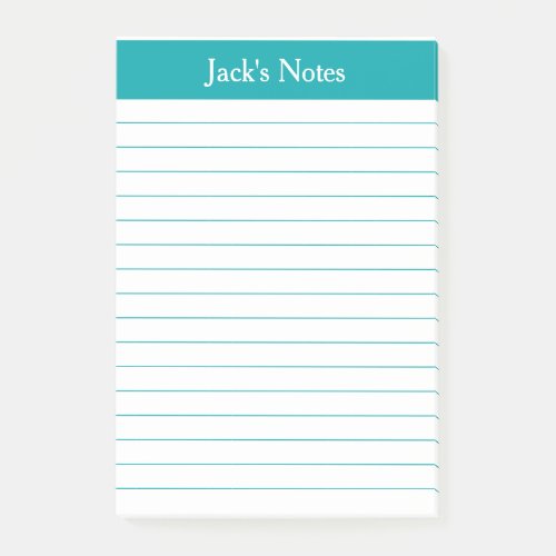 Classic Teal Lined Personalized Post_it Notes