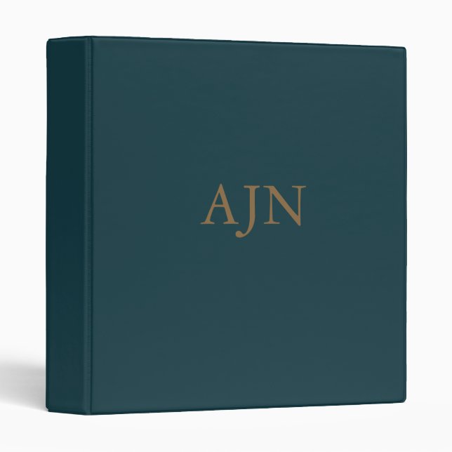 Classic Teal Monogrammed Organizer Binder Gift (Front/Spine)