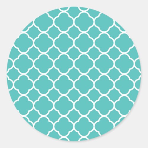 Classic Teal Moroccan Pattern Classic Round Sticker