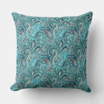 Classic Teal Paisley Throw Pillow at Zazzle
