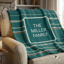 Classic Teal Plaid Family Name