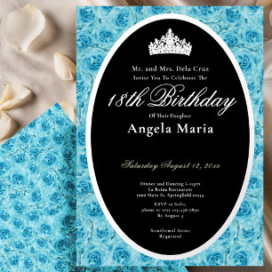 Classic Teal Roses 18th Birthday Debut Silver Foil Invitation