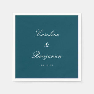 Classic Teal Script Elegant Wedding Custom Napkins