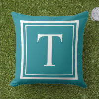 Classic Teal White Square Frame Monogram