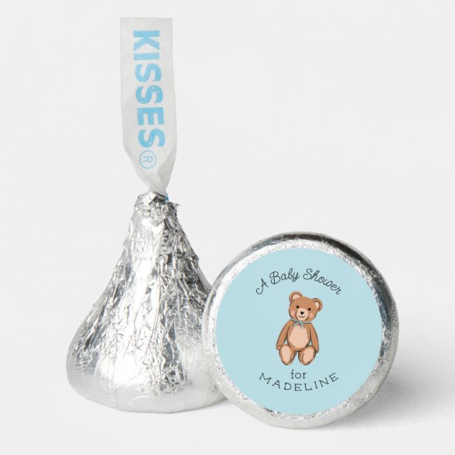 Classic Teddy Bear Blue Baby Shower Hershey®'s Kisses® (Front)