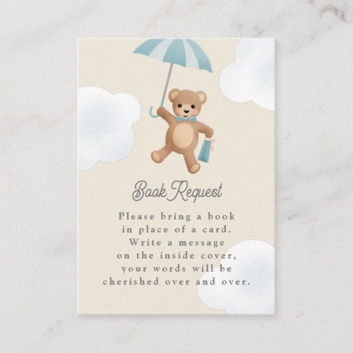 Classic Teddy Bear Blue Beige Baby Shower Enclosure Card