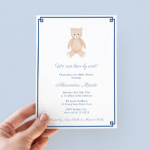 Classic Teddy Bear Boy Baby Shower Party Invitation