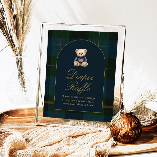 Classic Teddy Bear Dark Green Plaid Cards & Gifts Poster (Creator Uploaded)