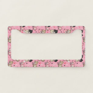 Classic Teddy Bear Hearts Pattern License Plate Frame