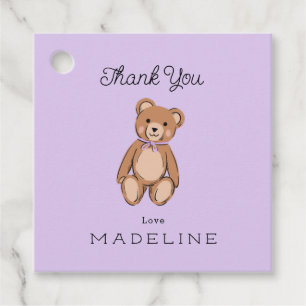 Classic Teddy Bear Lavender Purple Baby Shower Favor Tags