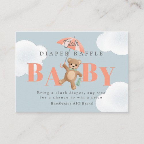 Classic Teddy Bear Pastel Baby Diaper Raffle Enclosure Card