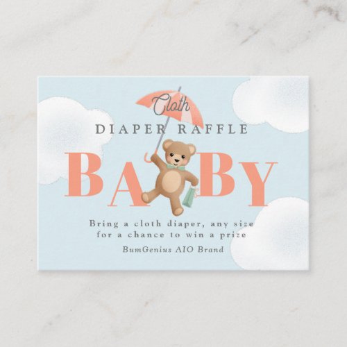 Classic Teddy Bear Pastel Baby Diaper Raffle Enclosure Card