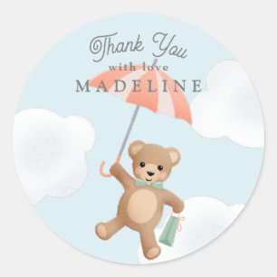 Classic Teddy Bear Pastel Baby Shower Classic Round Sticker