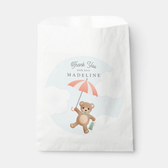 Classic Teddy Bear Pastel Baby Shower Favor Bag (Front)