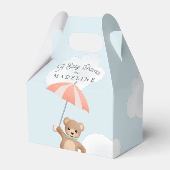 Classic Teddy Bear Pastel Baby Shower Favor Boxes (Front Side)