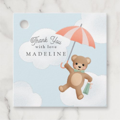 Classic Teddy Bear Pastel Baby Shower Favor Tags