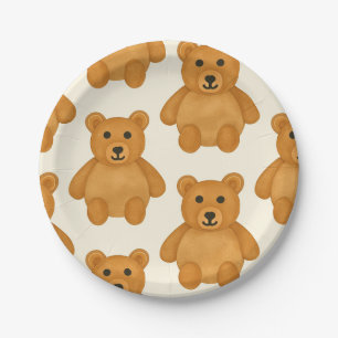Classic Teddy Bear Pattern Paper Plates