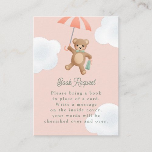 Classic Teddy Bear Peach Pink Baby Shower Enclosure Card