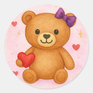 Classic Teddy Bear  Round Sticker