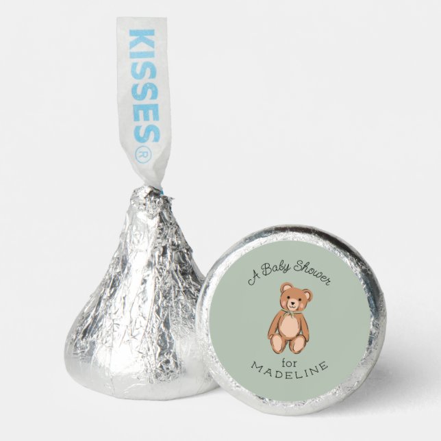 Classic Teddy Bear Sage Green Baby Shower Hershey®'s Kisses® (Front)