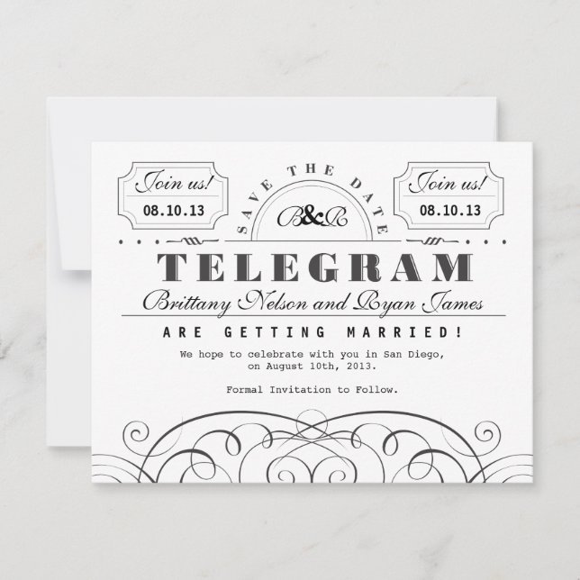 Classic Telegram Save the Date (Front)