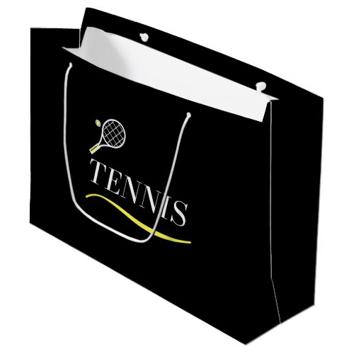 Classic Tennis Typography Underlined Sport Style Large Gift Bag