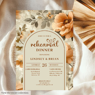 Classic Terra Cotta Ivory Sage Floral Rehearsal Invitation