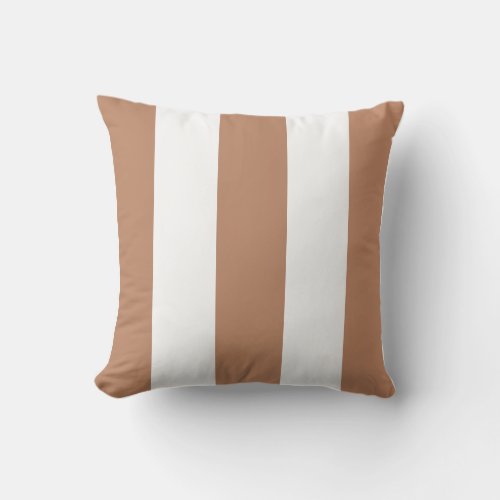 Classic terra cotta white vertical strips outdoor pillow