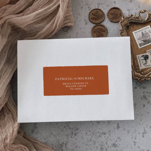 Classic Terracotta Calligraphy Wedding Return Label