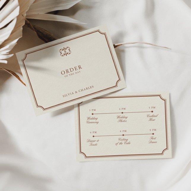 Classic Terracotta & Ecru Wedding Timeline Enclosure Card (Classic Terracotta & Ecru Wedding Timeline Enclosure Card)