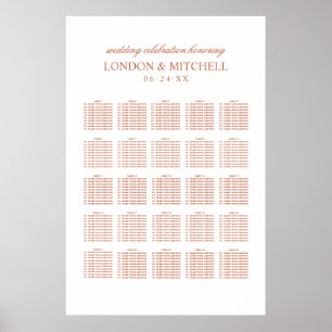Classic Terracotta Monogram Wedding Seating Poster