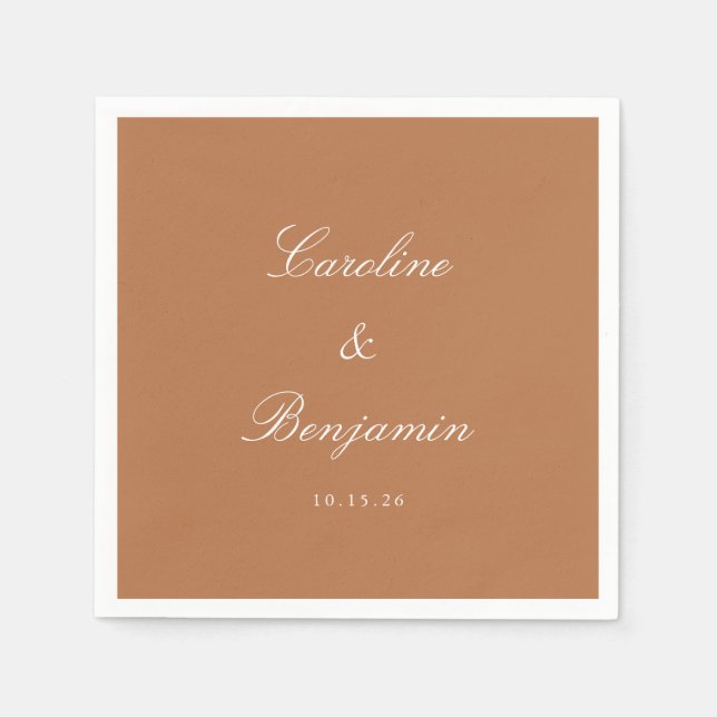 Classic Terracotta Script Elegant Wedding Custom Napkins (Front)