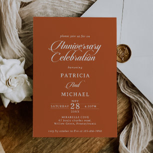 Classic Terracotta Wedding Anniversary Celebration Invitation
