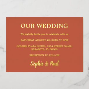 Classic Terracotta Wedding Foil Invitation