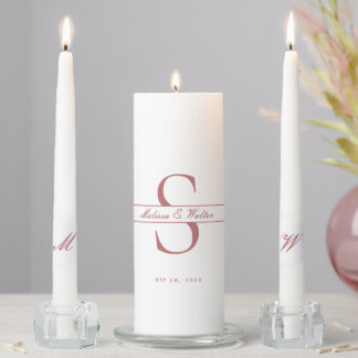 Classic Terracotta Wedding Monogram Ceremony Unity Candle Set