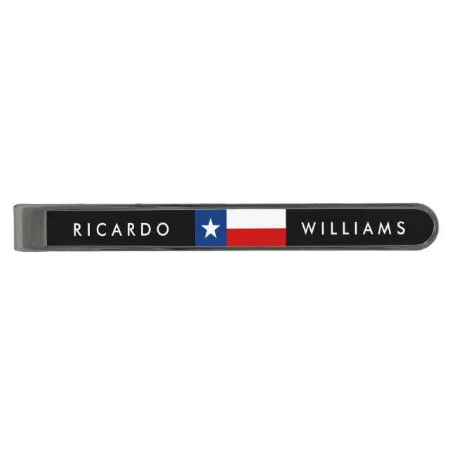 Classic Texas State Flag Gunmetal Finish Tie Clip (Front)