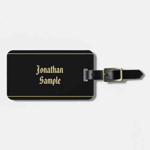 Classic Text Font Basic Black And Gold Masculine Luggage Tag