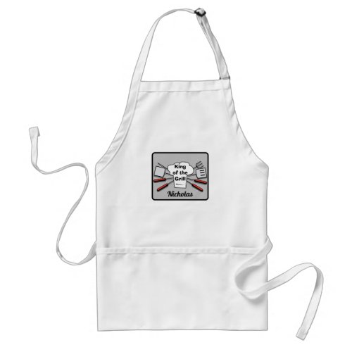 Classic Text King of the Grill BBQ Name Adult Apron