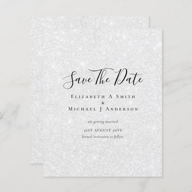 Classic TEXT ONLY Minimalist BUDGET SAVE DATES (Front/Back)