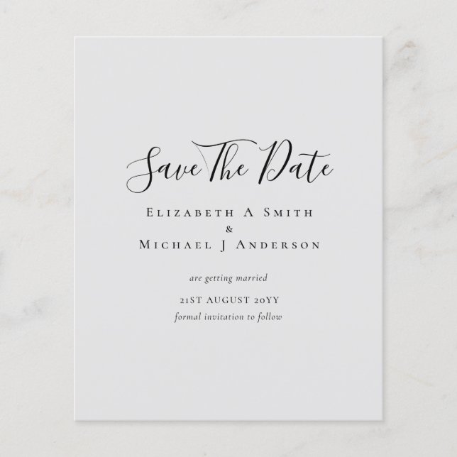 Classic TEXT ONLY Minimalist BUDGET SAVE DATES Flyer (Front)