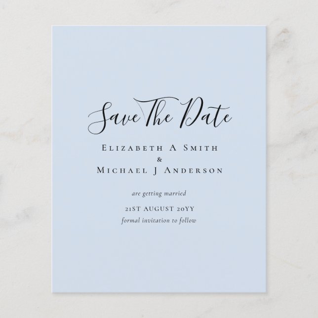 Classic TEXT ONLY Minimalist BUDGET SAVE DATES Flyer (Front)